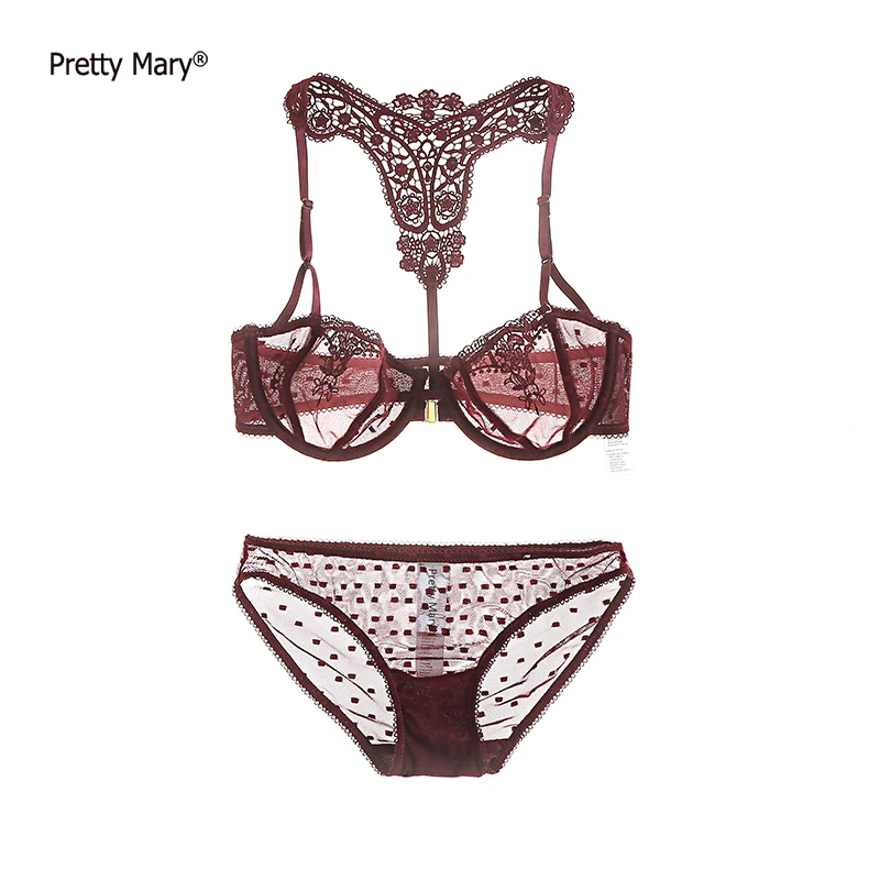 Pretty Mary Women Embroidery Lace Thin Bra Sets Front Closure Hollow Out Back Lace Straps Transparent Bra and Briefs A B C D Cup
Pretty Mary Women Embroidery Lace Thin Bra Sets Front Closure Hollow Out Back Lace Straps Transparent Bra and Briefs A B C D Cup