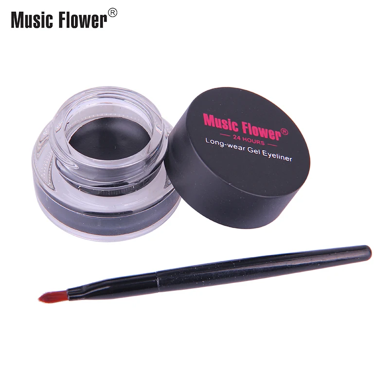 Черная гелевая подводка для глаз Music Flower Водостойкая Подводка с кисточкой 24