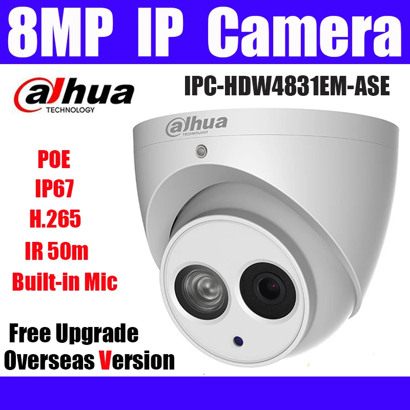 Dahua 8mp IP Camera IPC-HDW4831EM-ASE POE H.265 IP67 IR 50m Dome Bulit-in Mic Network Camera IPC-HDW4831EM-ASE with logo
Dahua 8mp IP Camera IPC-HDW4831EM-ASE POE H.265 IP67 IR 50m Dome Bulit-in Mic Network Camera IPC-HDW4831EM-ASE with logo