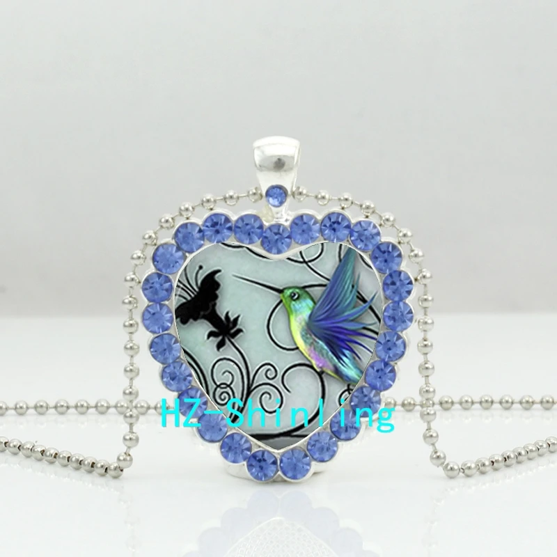 New Blue Hummingbird Heart Necklace Blue Hummingbird Crystal Pendant Jewelry Heart Shaped Necklace HZ6
New Blue Hummingbird Heart Necklace Blue Hummingbird Crystal Pendant Jewelry Heart Shaped Necklace HZ6