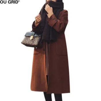 Women Winter Autumn Maxi Coat 2017 Long Solid Warm Turn-down Collar Lapel Belt Pocket Wool Blend Coat Oversize Red Trench Coat
Women Winter Autumn Maxi Coat 2017 Long Solid Warm Turn-down Collar Lapel Belt Pocket Wool Blend Coat Oversize Red Trench Coat