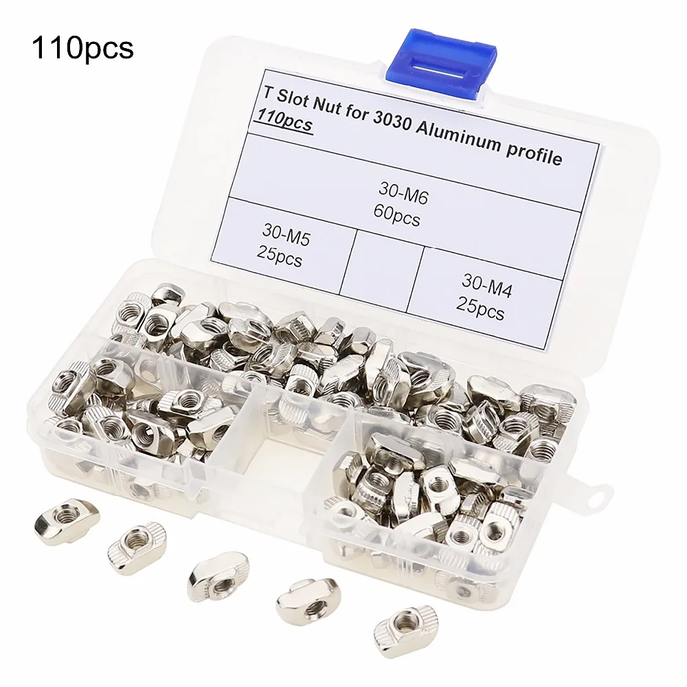 110pcs Assortment Kits M6 M5 M4 Aluminum Extrusion Profile T Slot 8mm Nut T Drop in Hammer Head Nut
110pcs Assortment Kits M6 M5 M4 Aluminum Extrusion Profile T Slot 8mm Nut T Drop in Hammer Head Nut