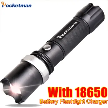 

High Power XML-T6 5 Modes Flashlight 3800 Lumens LED Flashlight Waterproof Zoomable Torch lights 18650 or AAA battery zk87