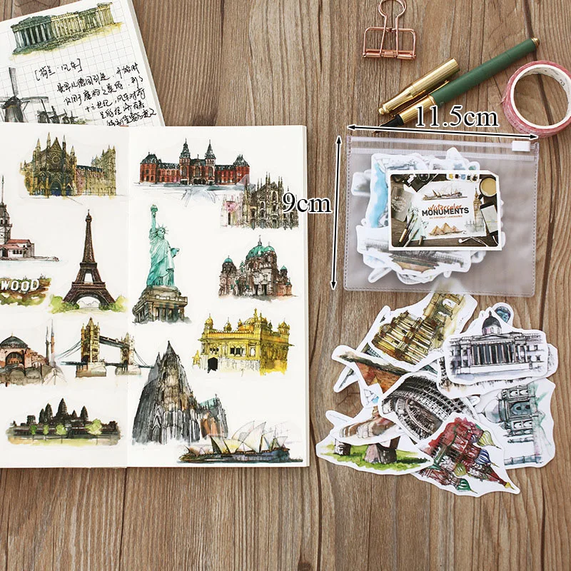 40pcs/bag Kawaii Decorative Retro Vintage Buildings Paper Stickers Travel Sticky Stationery For Decoration Album Scrapbooking
40pcs/bag Kawaii Decorative Retro Vintage Buildings Paper Stickers Travel Sticky Stationery For Decoration Album Scrapbooking