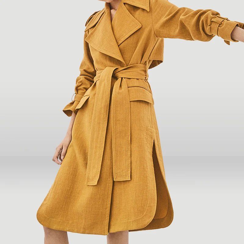 Womens Lapel Knee Lengh Belt Trench Outwear Overcoat Spring Windbreaker OL Style Coat Female
Womens Lapel Knee Lengh Belt Trench Outwear Overcoat Spring Windbreaker OL Style Coat Female