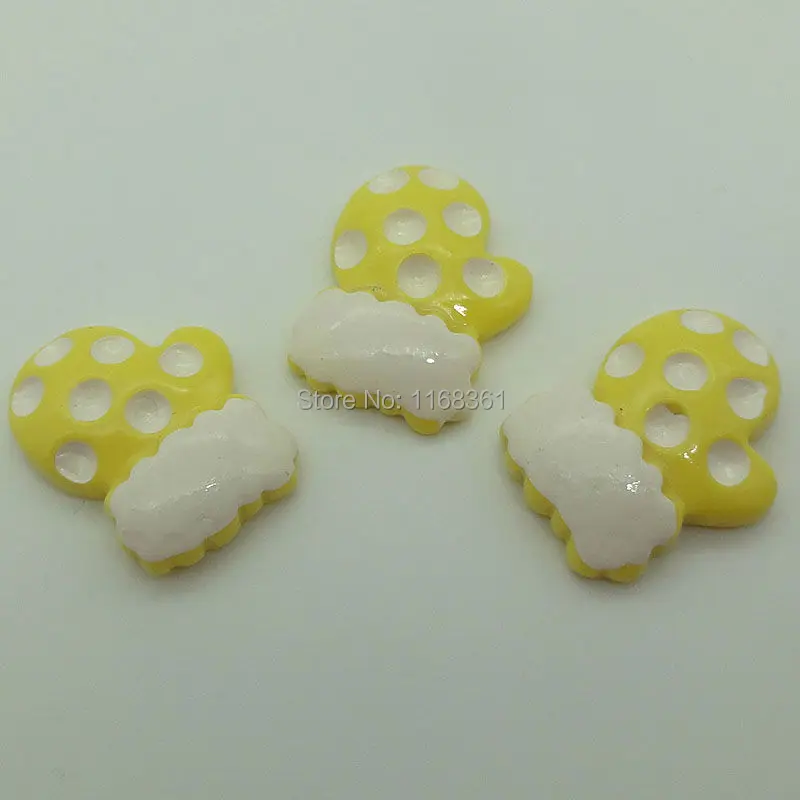 1pcs/lot resin flatback yellow glove 22mm Cabochons Scrapbooking Hair Bow Center DIY Christmas decration C106-9
