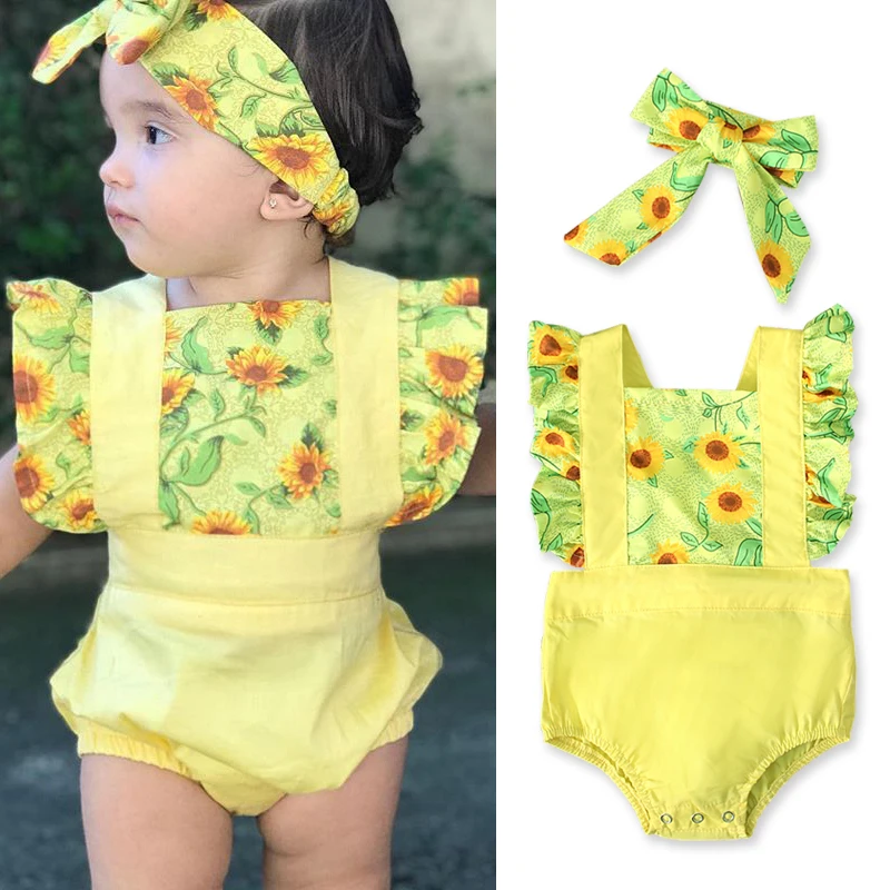 Sunflower Romper Cute Newborn Baby Girls Ruffles Sleeve Back Cross Patchwork Princess Jumpsuit Headband 2Pcs Outfit Sunsuits
Sunflower Romper Cute Newborn Baby Girls Ruffles Sleeve Back Cross Patchwork Princess Jumpsuit Headband 2Pcs Outfit Sunsuits