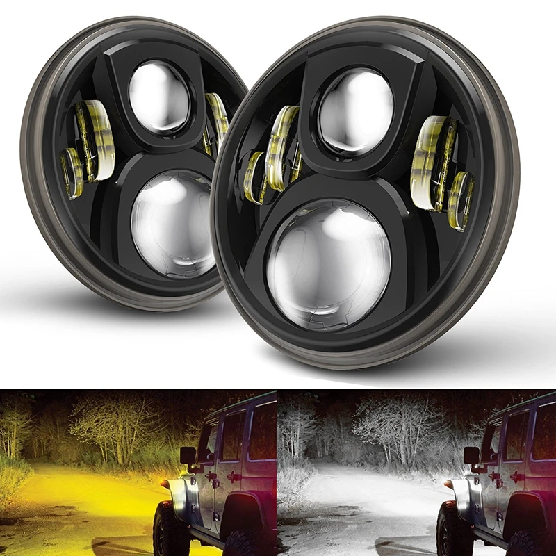 2pcs 7" LED Headlights with White Halo Ring Angel Eyes Amber Turn Signal Halo for Jeep Wrangler JK lada niva 4x4 suzuki samurai
2pcs 7" LED Headlights with White Halo Ring Angel Eyes Amber Turn Signal Halo for Jeep Wrangler JK lada niva 4x4 suzuki samurai