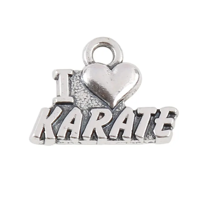 Модные металлические подвески RAINXTAR с надписью I Love Karate 15*19 мм 10 шт. AAC1162|letter a charm|letter