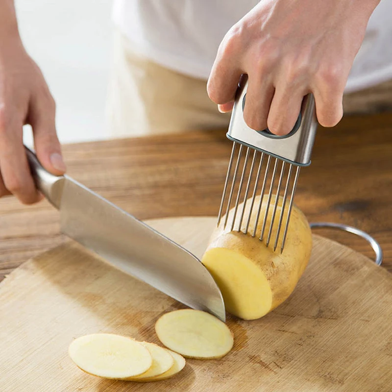 Onion Potato Cutter Slicer Kitchen Accessories Gadgets Meat Vegetable Tomato Safe Fork Holder Slicer Kitchen Tools Supplies
Onion Potato Cutter Slicer Kitchen Accessories Gadgets Meat Vegetable Tomato Safe Fork Holder Slicer Kitchen Tools Supplies