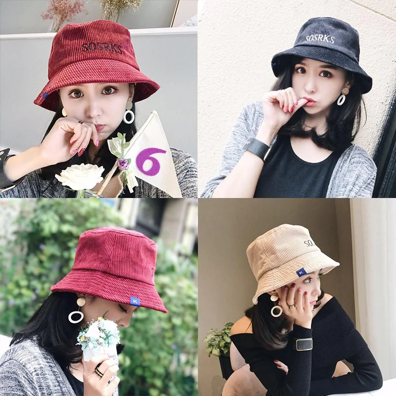 Unisex Summer Easy Folding Bucket Cap Outdoor Sunscreen Cotton Fisherman Hat Corduroy Embroidered Letter Basin Cap C19 
Unisex Summer Easy Folding Bucket Cap Outdoor Sunscreen Cotton Fisherman Hat Corduroy Embroidered Letter Basin Cap C19