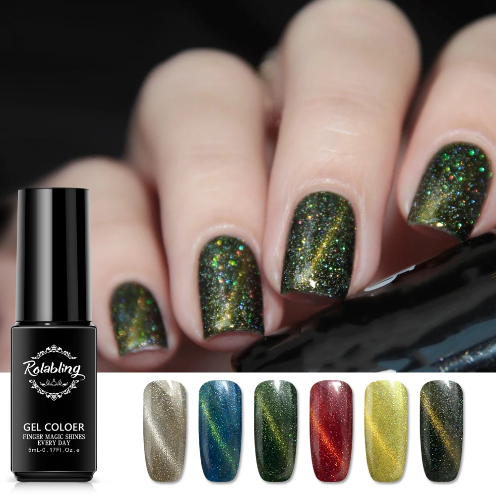 Rolabling 5ML Laser Cat Eye Gel Nail Polish Nail Gel Polish 6 shining colors Soak off UV Gel Lacquer Nail Glue Nail Art Varnish
Rolabling 5ML Laser Cat Eye Gel Nail Polish Nail Gel Polish 6 shining colors Soak off UV Gel Lacquer Nail Glue Nail Art Varnish