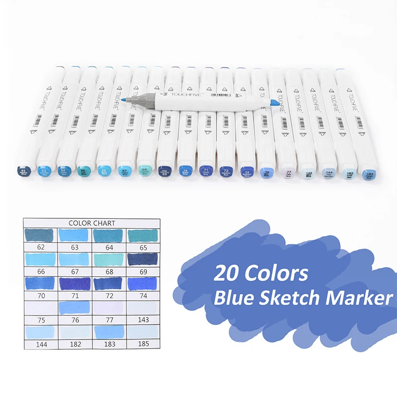 TOUCHNEW 20 Colors Blue Tones Marker Pens Set Dual Tips Oily Based Sketch Art Markers Animation Art Supplies with 3 Gifts
TOUCHNEW 20 Colors Blue Tones Marker Pens Set Dual Tips Oily Based Sketch Art Markers Animation Art Supplies with 3 Gifts