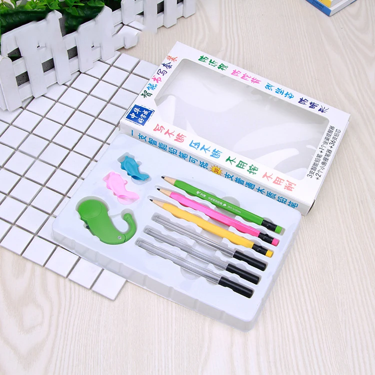 

Intelligent Writing Suit Stationery Set with Pencils Sitting Posture Reminder 0.7mm Pencil Lead Posture Correction Grip for Kids