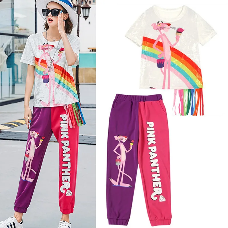 Summer women velvet short sleeve blouses cartoon print colorful ribbons tees tops and patchwork harem pants suits twinset NS952
Summer women velvet short sleeve blouses cartoon print colorful ribbons tees tops and patchwork harem pants suits twinset NS952