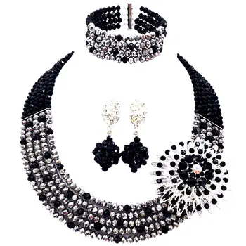 New Style Black Silver Plated Nigerian Crystal Beads Women Wedding Jewelry Sets 5C-SZ-07
New Style Black Silver Plated Nigerian Crystal Beads Women Wedding Jewelry Sets 5C-SZ-07