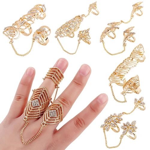 New and hot! Hollow Flower Leaves Rhinestone Full Finger Armor Slave Chain Joint Knuckle Ring
New and hot! Hollow Flower Leaves Rhinestone Full Finger Armor Slave Chain Joint Knuckle Ring