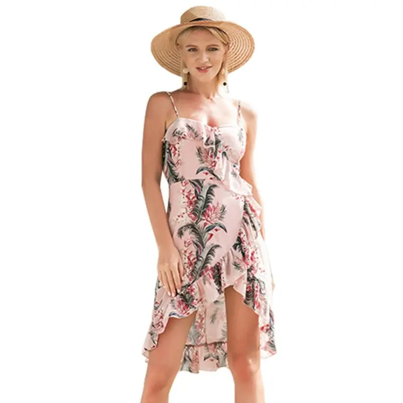Womens Summer Spaghetti Straps Vacation Midi Long Dress Irregular Ruffled Boho Floral Print Asymmetric High Waist Beach Sundress
Womens Summer Spaghetti Straps Vacation Midi Long Dress Irregular Ruffled Boho Floral Print Asymmetric High Waist Beach Sundress