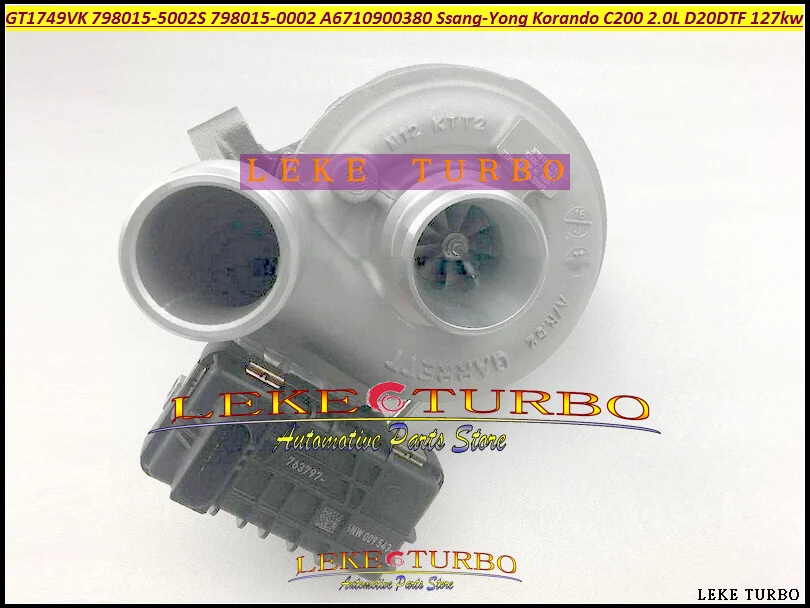 Turbo GT1749VK 798015 798015-5002S 798015-0002 A6710900380 6710900380 Turbocharger For Ssang-Yong Korando C200 2.0L D20DTF 127kw
Turbo GT1749VK 798015 798015-5002S 798015-0002 A6710900380 6710900380 Turbocharger For Ssang-Yong Korando C200 2.0L D20DTF 127kw