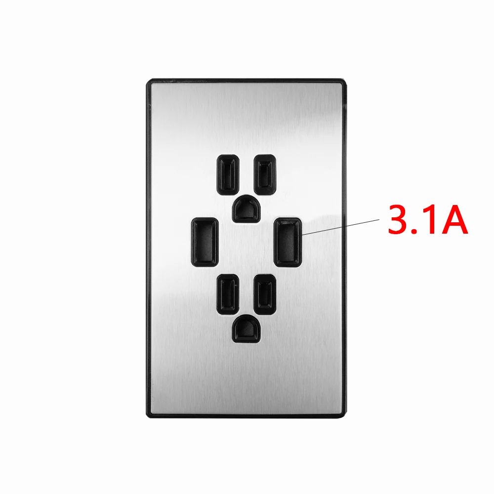 120 Dual USB Plug Socket,US Standard 3.1 A Universal Wall Socket USB Port Power Adapter Outlets Plug,stainless steel Panel
120 Dual USB Plug Socket,US Standard 3.1 A Universal Wall Socket USB Port Power Adapter Outlets Plug,stainless steel Panel