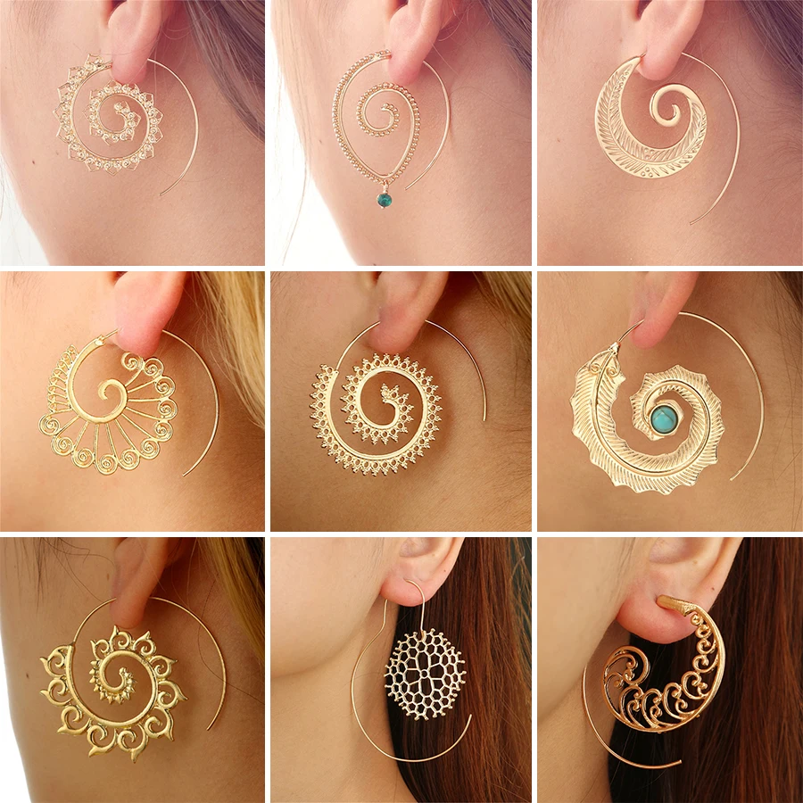HuaTang Trendy Gold Silver Round Spiral Earrings For Women Brincos Earings Oorbellen Hoop Earrings Alloy Pendientes Earring
HuaTang Trendy Gold Silver Round Spiral Earrings For Women Brincos Earings Oorbellen Hoop Earrings Alloy Pendientes Earring