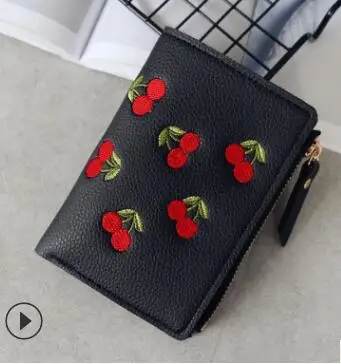 1pcs/lot korean style woman casual embroider cherry short wallet female pu fruit cherry coin purse
1pcs/lot korean style woman casual embroider cherry short wallet female pu fruit cherry coin purse