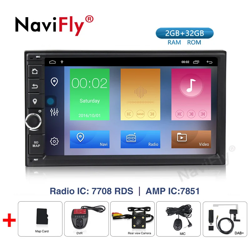 NaviFly 2 Din 2G+32G Android 9.1 Quad core 7708 IC Car GPS Radio for Universal/VW/Nissan/Toyota/KIA/Peugeot/Focus Auto stereo
NaviFly 2 Din 2G+32G Android 9.1 Quad core 7708 IC Car GPS Radio for Universal/VW/Nissan/Toyota/KIA/Peugeot/Focus Auto stereo