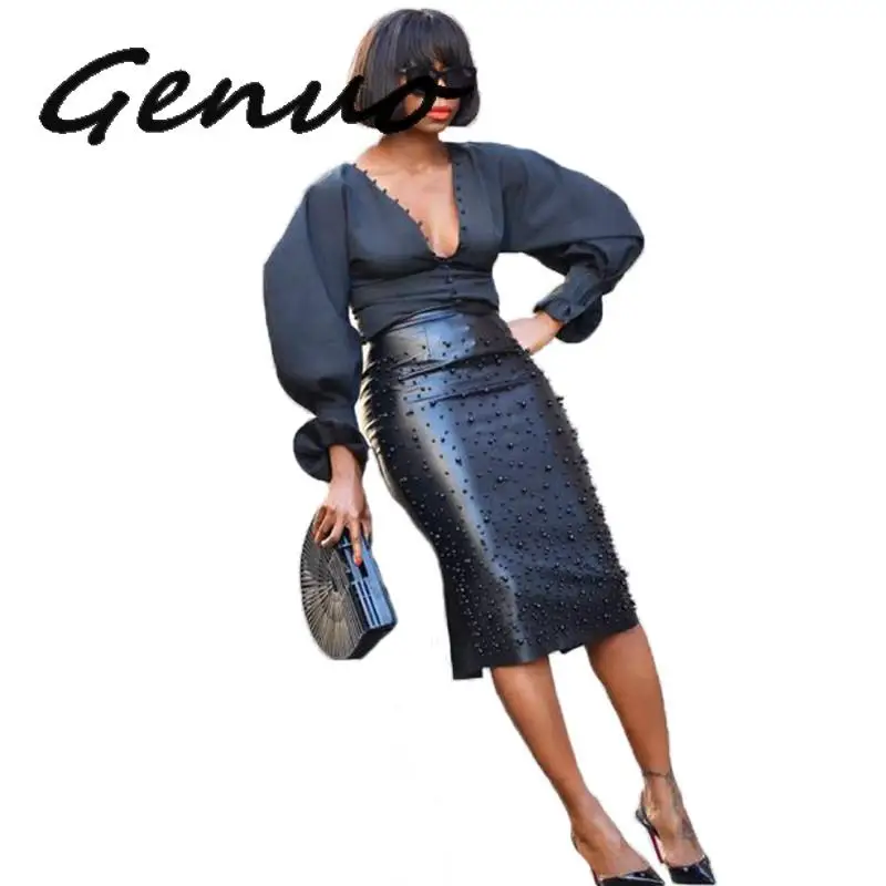 Genuo New PU Leather Sexy Plus Size Skirt For Women Beading Embellished High Waist Pencil Midi Skirt Elegant Back Split Party
Genuo New PU Leather Sexy Plus Size Skirt For Women Beading Embellished High Waist Pencil Midi Skirt Elegant Back Split Party