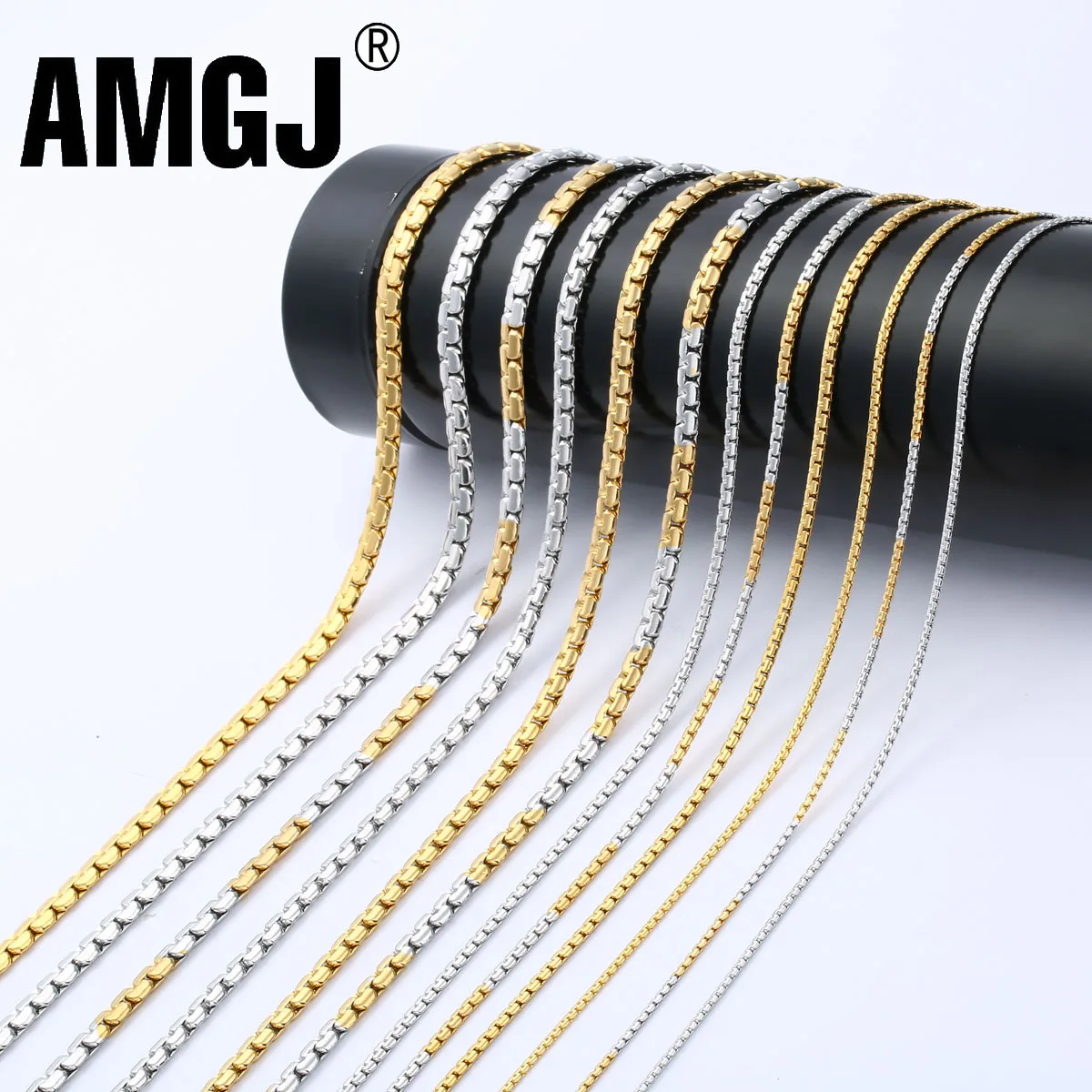 AMGJ Men and Women Choker Necklace Chain Gold Color Stainless Steel Flat Box Chain Necklace Accessories 3-6MM Width
AMGJ Men and Women Choker Necklace Chain Gold Color Stainless Steel Flat Box Chain Necklace Accessories 3-6MM Width