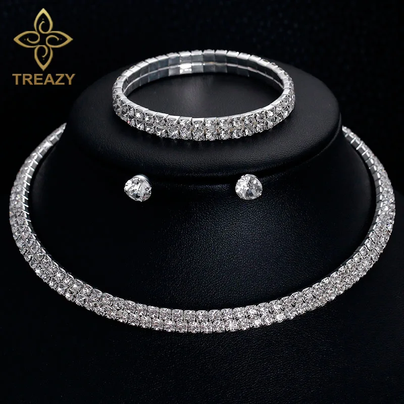 TREAZY Hot Selling Rhinestone Crystal Choker Necklace Earrings and Bracelet Wedding Jewelry Sets Bridal Wedding Accessories
TREAZY Hot Selling Rhinestone Crystal Choker Necklace Earrings and Bracelet Wedding Jewelry Sets Bridal Wedding Accessories