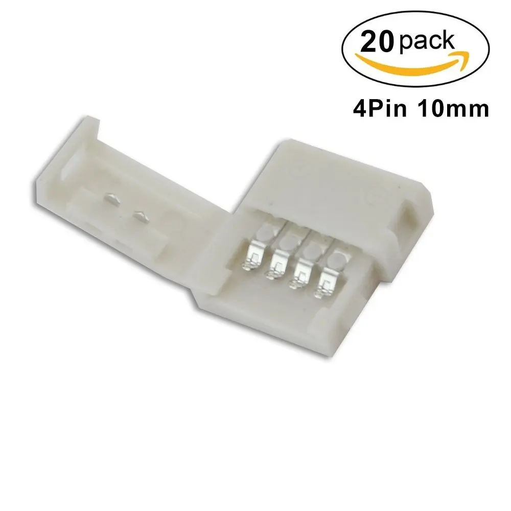 20pcs Pack Strip to Strip Unwired Gapless Solderless Snap Down 4Pin LED Strip Connector for 10mm Wide 5050 RGB Flex LED Strips
20pcs Pack Strip to Strip Unwired Gapless Solderless Snap Down 4Pin LED Strip Connector for 10mm Wide 5050 RGB Flex LED Strips