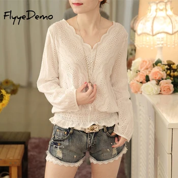 FlyyeDemo Women Lace Blouse Slim Waist Summer Autumn Sexy V Neck Laces Long Sleeve Blouse Shirts Hollow Out Solid Color Tops
FlyyeDemo Women Lace Blouse Slim Waist Summer Autumn Sexy V Neck Laces Long Sleeve Blouse Shirts Hollow Out Solid Color Tops