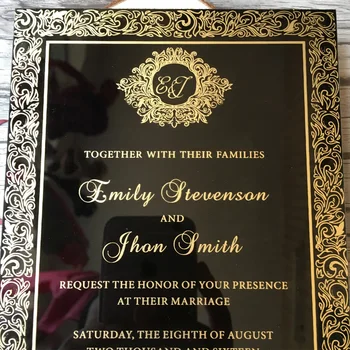 50pieces Per Lot 5X7inch Royal style Black Acrylic Wedding Invitation Card Acrylic Invitations
50pieces Per Lot 5X7inch Royal style Black Acrylic Wedding Invitation Card Acrylic Invitations