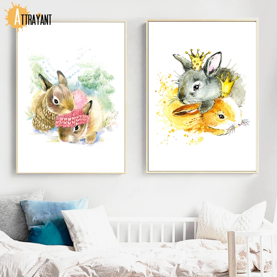 Rabbit Crown Flower Cartoon Watercolor Wall Art Canvas Painting Nordic Posters And Prints Wall Pictures Kids Room Nursery Decor
Rabbit Crown Flower Cartoon Watercolor Wall Art Canvas Painting Nordic Posters And Prints Wall Pictures Kids Room Nursery Decor