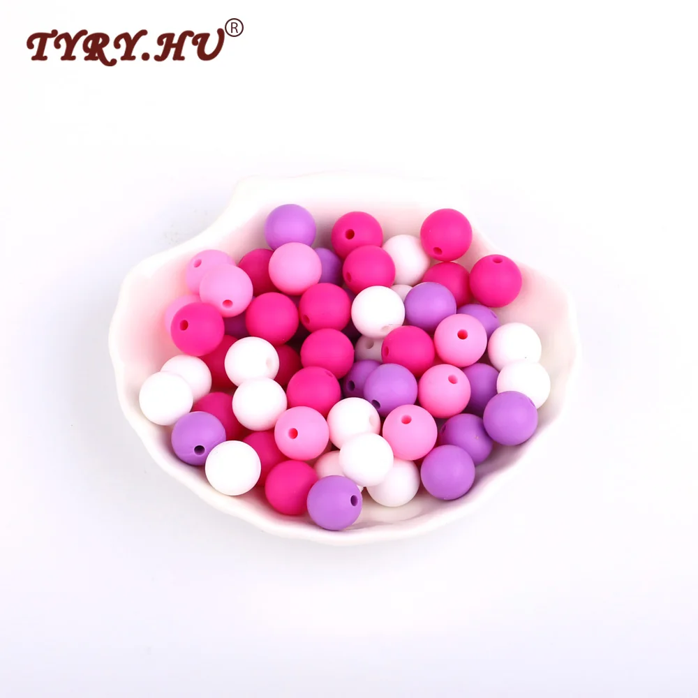 

TYRY.HU 40Pcs Silicone Beads Baby Teething Chewable Teethers Safe Toys For Pacifier Chain BPA Free DIY Jewerly Making 9/12/15mm