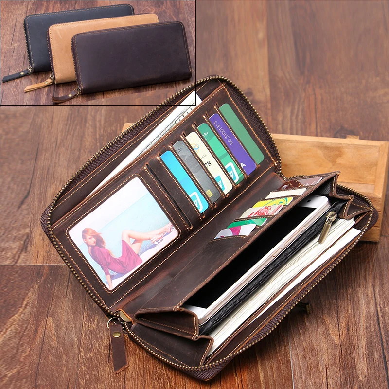 Vintage Crazy horse Genuine Leather Wallet Men Purse Leather Men Wallet Long style Clutch Bag Male wallet zip around
Vintage Crazy horse Genuine Leather Wallet Men Purse Leather Men Wallet Long style Clutch Bag Male wallet zip around