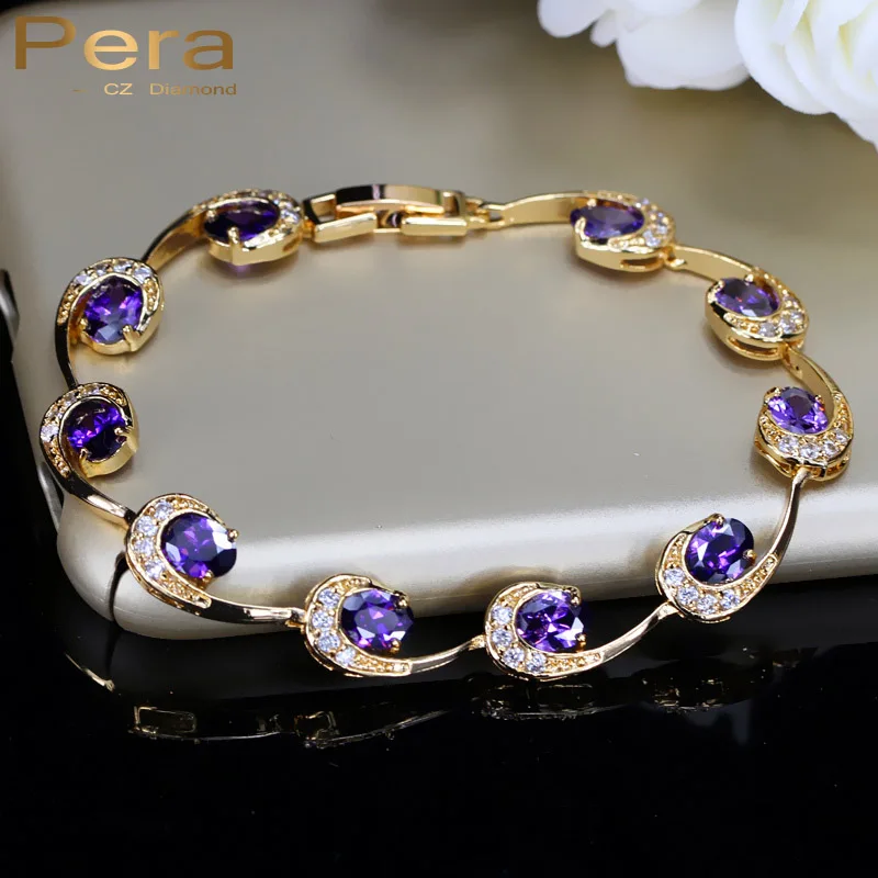 Pera 7 Colors Choice Ladies Summer Party Tennis Style Jewelry Moon Shape Cubic Zirconia Big Purple Stone Bracelet For Women B056
Pera 7 Colors Choice Ladies Summer Party Tennis Style Jewelry Moon Shape Cubic Zirconia Big Purple Stone Bracelet For Women B056