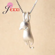 Plata de Ley 925 auténtica bonito gato colgantes collar mujeres/niñas fiesta accesorio lindo Animal diseño señora regalos joyería(China)