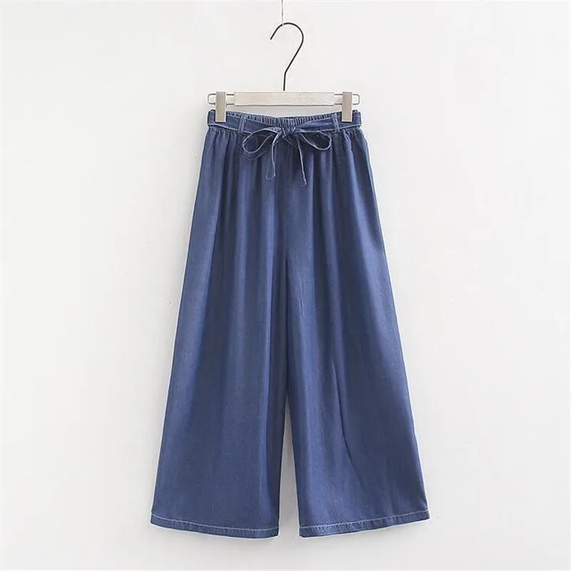 

Plus Size 6XL 7XL Korean Style 2019 Summer Loose Jeans Women Mid Waist Wide Leg Denim Pants Female With Sashes Bow Trousers