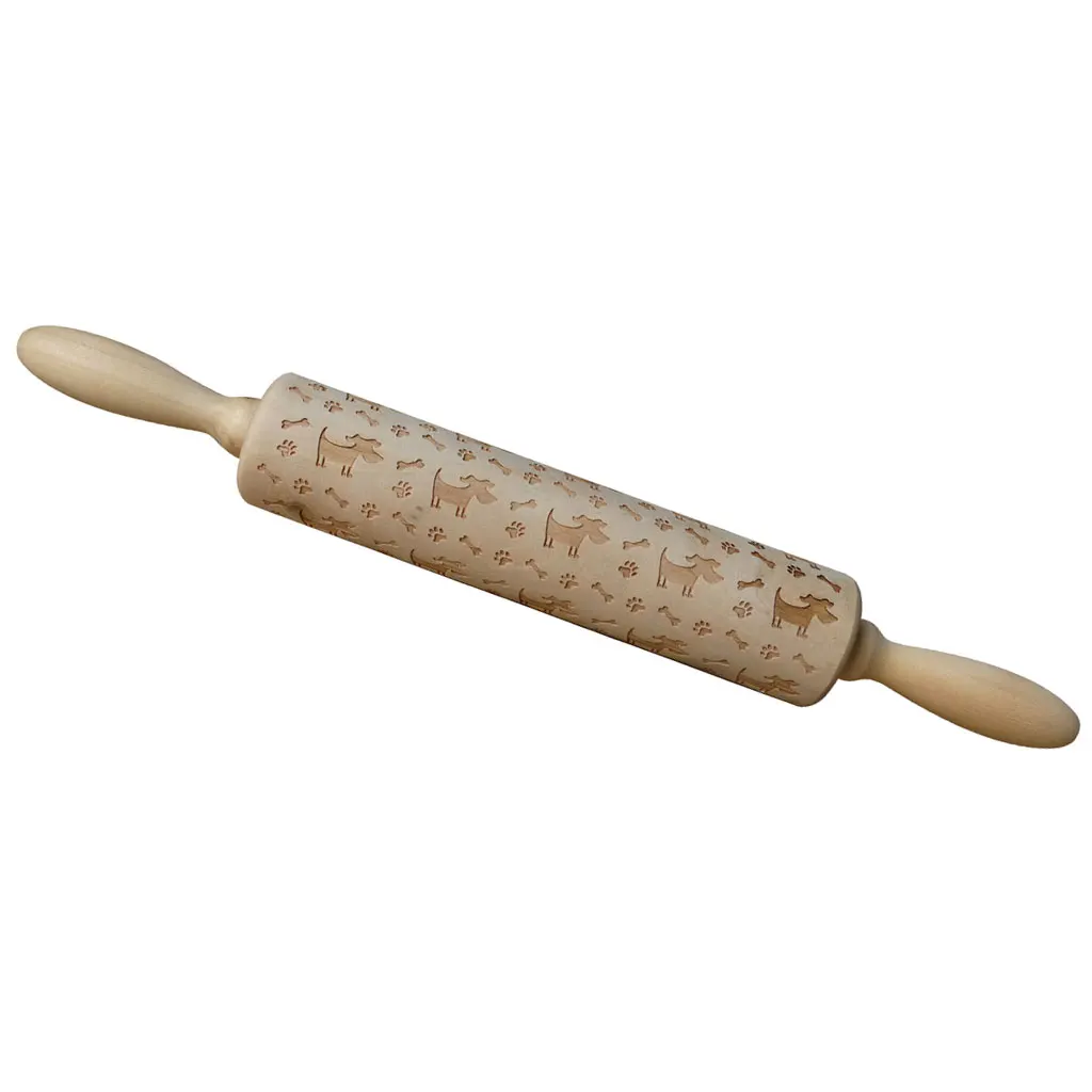 Wooden Dog Bone Paw Embossed Rolling Pin Baking Tools Kids Party Favors