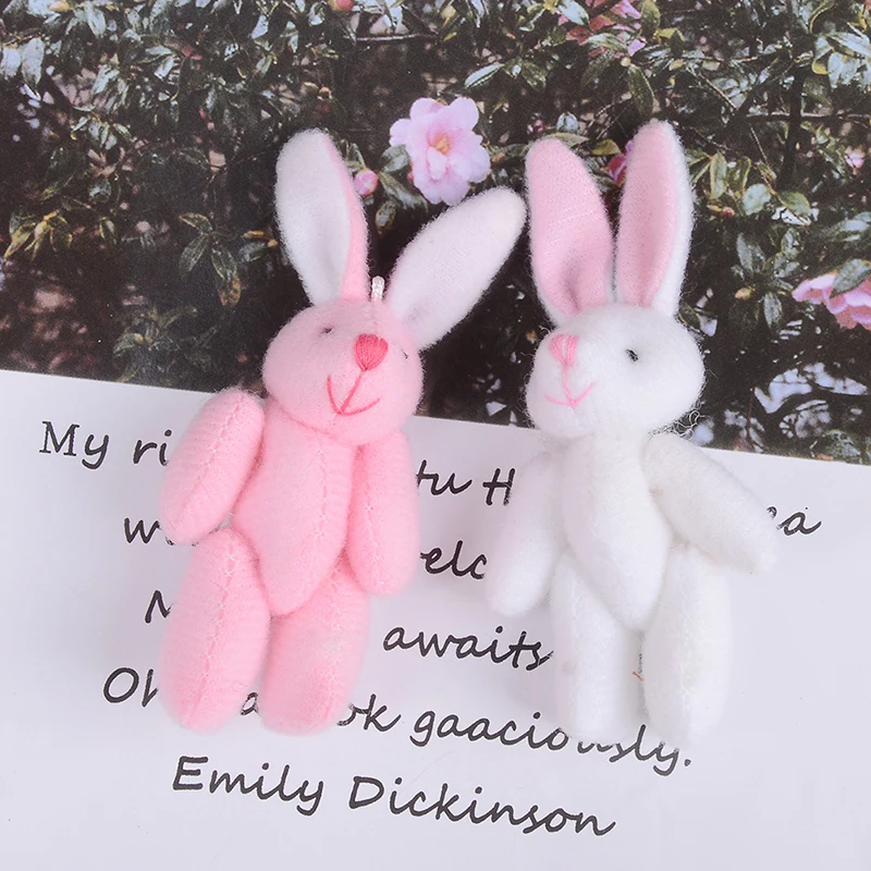 

1Pcs 6cm Soft Mini Joint Rabbit Pendant Plush Bunny For Key Chain Bouquet Toy Doll DIY Ornaments Gifts 3Colors