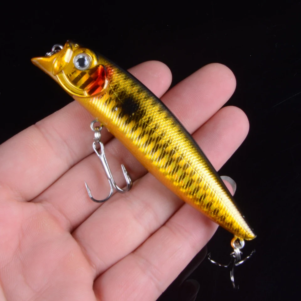 Description Picture 3 of item1pc Popper Lures Wobblers 5 Color 9.2cm Fishing Lures 11.5g Fishing Tackle 6# Black Hook Fishing Bait With 3D Eyes