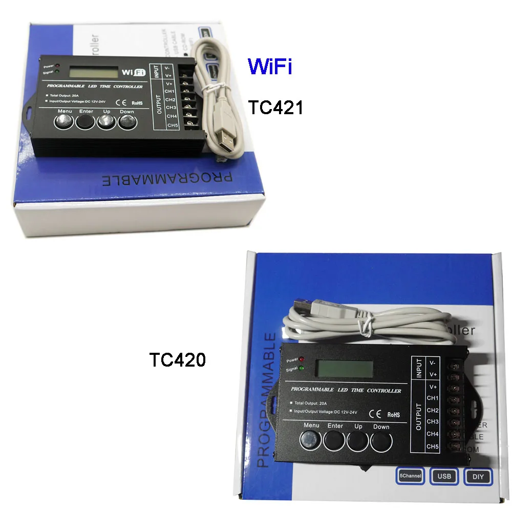 Free Shipping Programmable Time programable RGB LED Controller DC12V/24V 5Channel Total Output 20A Common Anode TC420/TC421
Free Shipping Programmable Time programable RGB LED Controller DC12V/24V 5Channel Total Output 20A Common Anode TC420/TC421