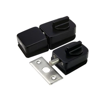 Matt Black Entry Gate Glass Door Latch 10-12mm Swing Glass Door Lock Side by Side Frameless Glass Mortise Free