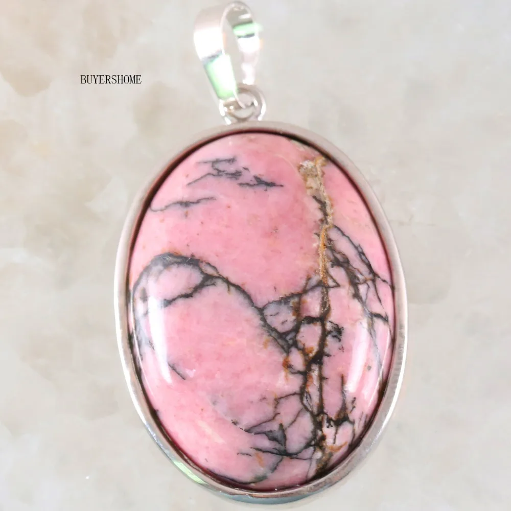 Natural Stone Oval Beads Pink Rhodonite Pendant Fit Necklace For Girls Women Jewelry Gift K680 | Украшения и аксессуары