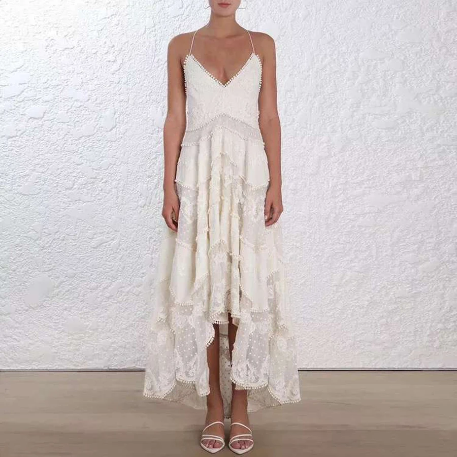 High Quality Runway Designer Spaghetti Strap Backless Deep V-Neck Heart Pattern Appliques White Woman Long Dress Vestidos
High Quality Runway Designer Spaghetti Strap Backless Deep V-Neck Heart Pattern Appliques White Woman Long Dress Vestidos