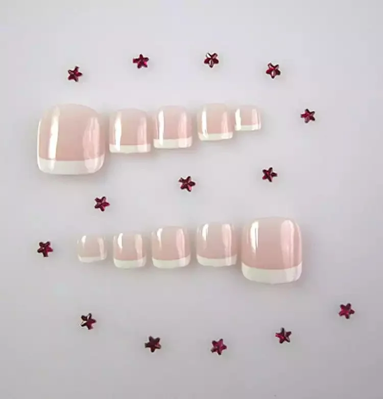 Hot Sale Summer Toenails 24pcs Classical Design French White Color Design Short Square Sculpt Full False Toe Nails
Hot Sale Summer Toenails 24pcs Classical Design French White Color Design Short Square Sculpt Full False Toe Nails