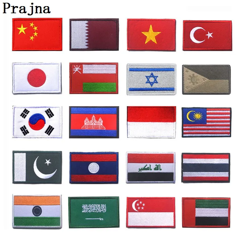 Prajna Asia Country Flag Patch With Hook&loop Patriotic Armband Repair Reuse Parches Military Badge For Army Suit DIY Accessory
Prajna Asia Country Flag Patch With Hook&loop Patriotic Armband Repair Reuse Parches Military Badge For Army Suit DIY Accessory