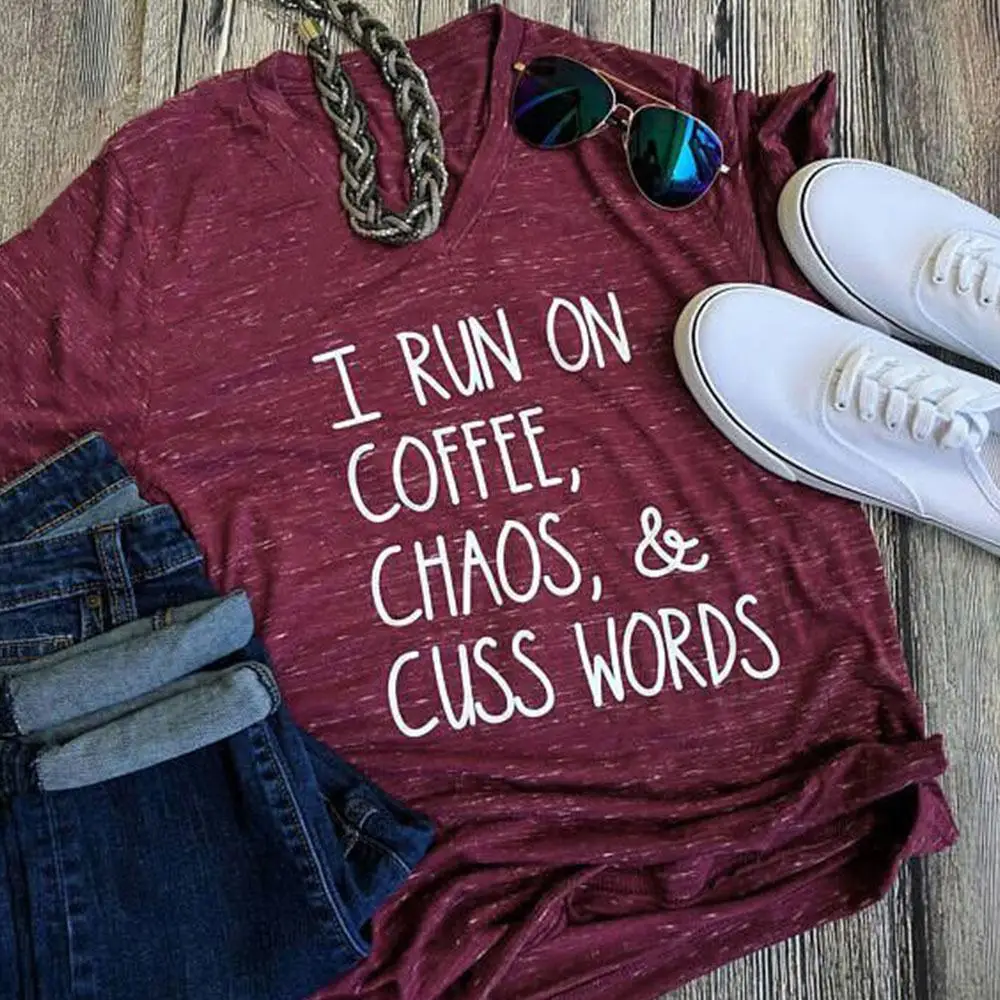 Plus Size Fashion Women T-Shirts V-Neck Coffee Chaos Cuss Words T-Shirt 2018 Summer Casual Tops Tee 3XL
Plus Size Fashion Women T-Shirts V-Neck Coffee Chaos Cuss Words T-Shirt 2018 Summer Casual Tops Tee 3XL
