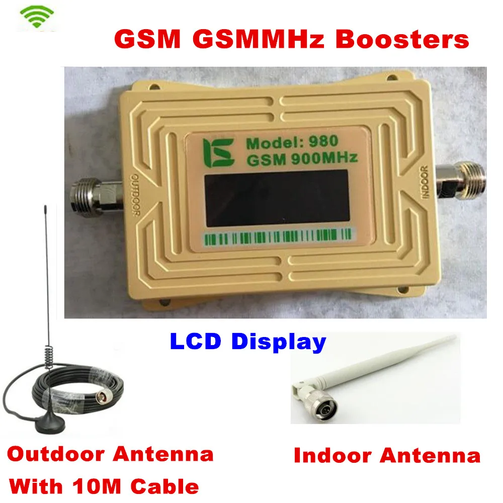 

LCD GSM980 Cell Phone Signal Booster 2G GSM 900mhz Signal Repeater GSM Booster Outdoor Antenna With 10M Cable + Indoor Antenna